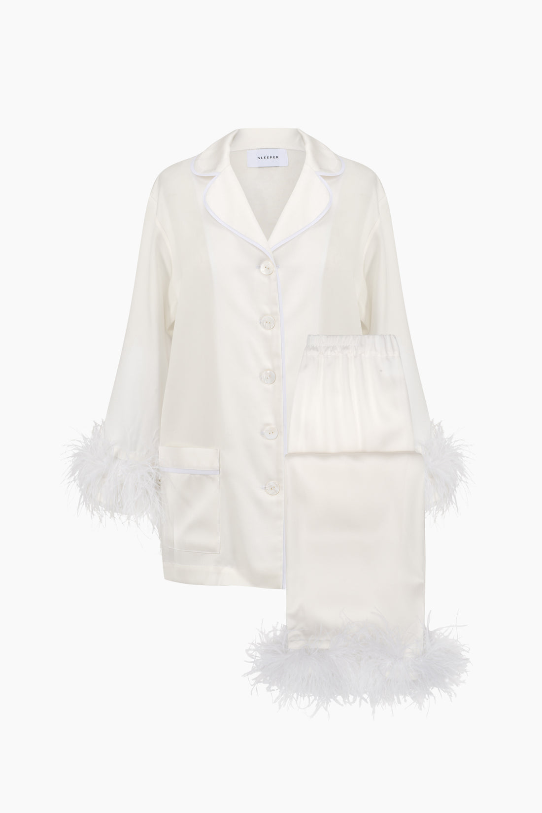 Sleeper Party Pajama Set w/ Detachable Feathers in White main image 1