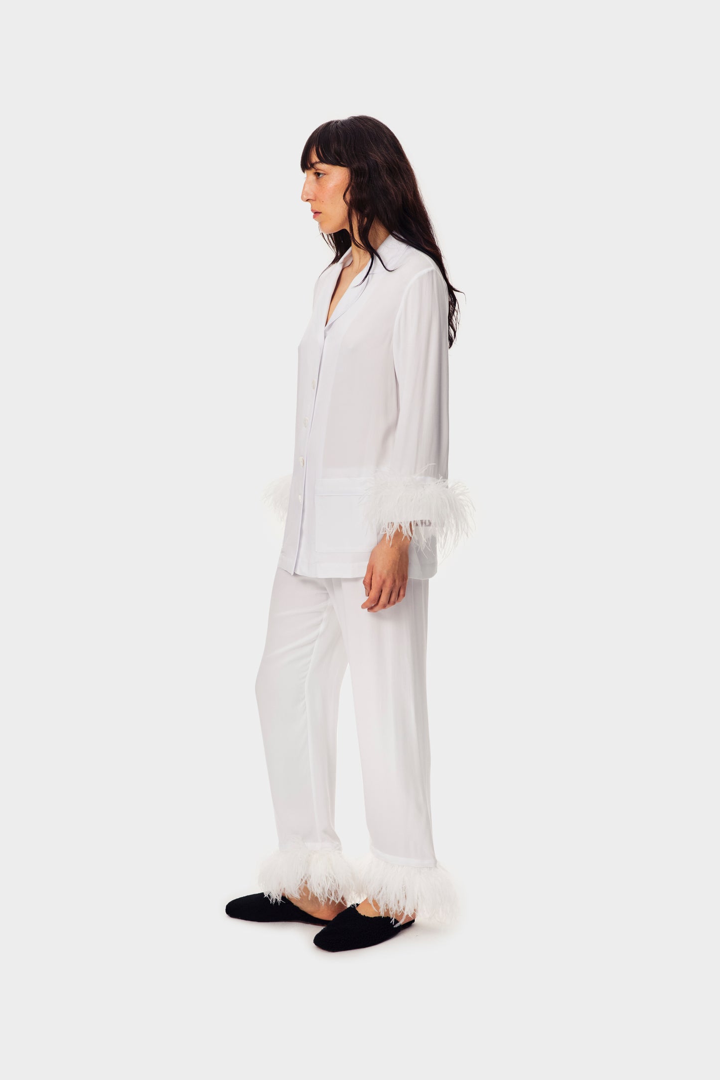 Party Pajamas Set with Detachable Feathers in White