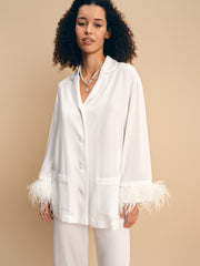 Party Pajamas Set with Detachable Feathers in White