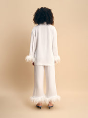 Party Pajamas Set with Detachable Feathers in White