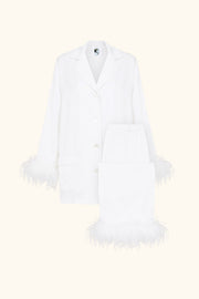 Party Pajamas Set with Detachable Feathers in White