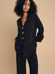 Party Pajamas Set with Detachable Feathers in Black