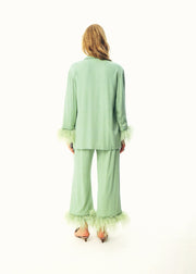 Party Pajamas Set with Detachable Feathers in Mint