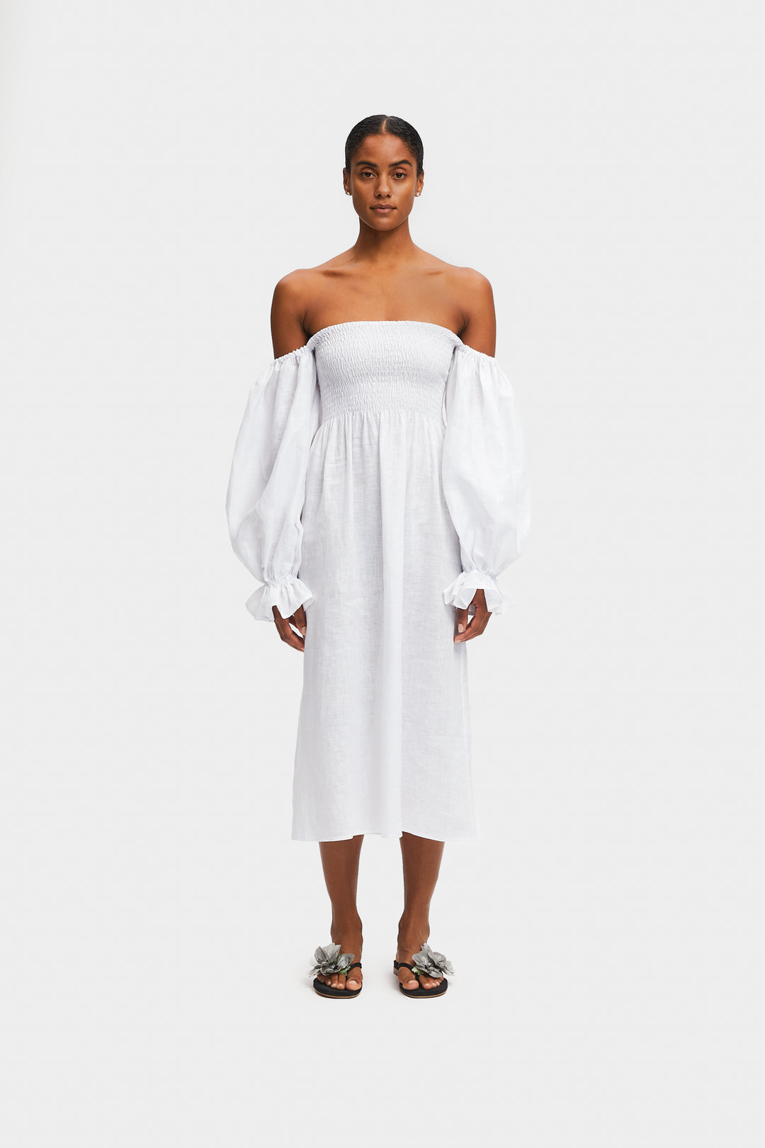 Linen white dress | White sundress by SLEEPER Sleeper Linen white dress | White sundress by SLEEPER Sleeper
