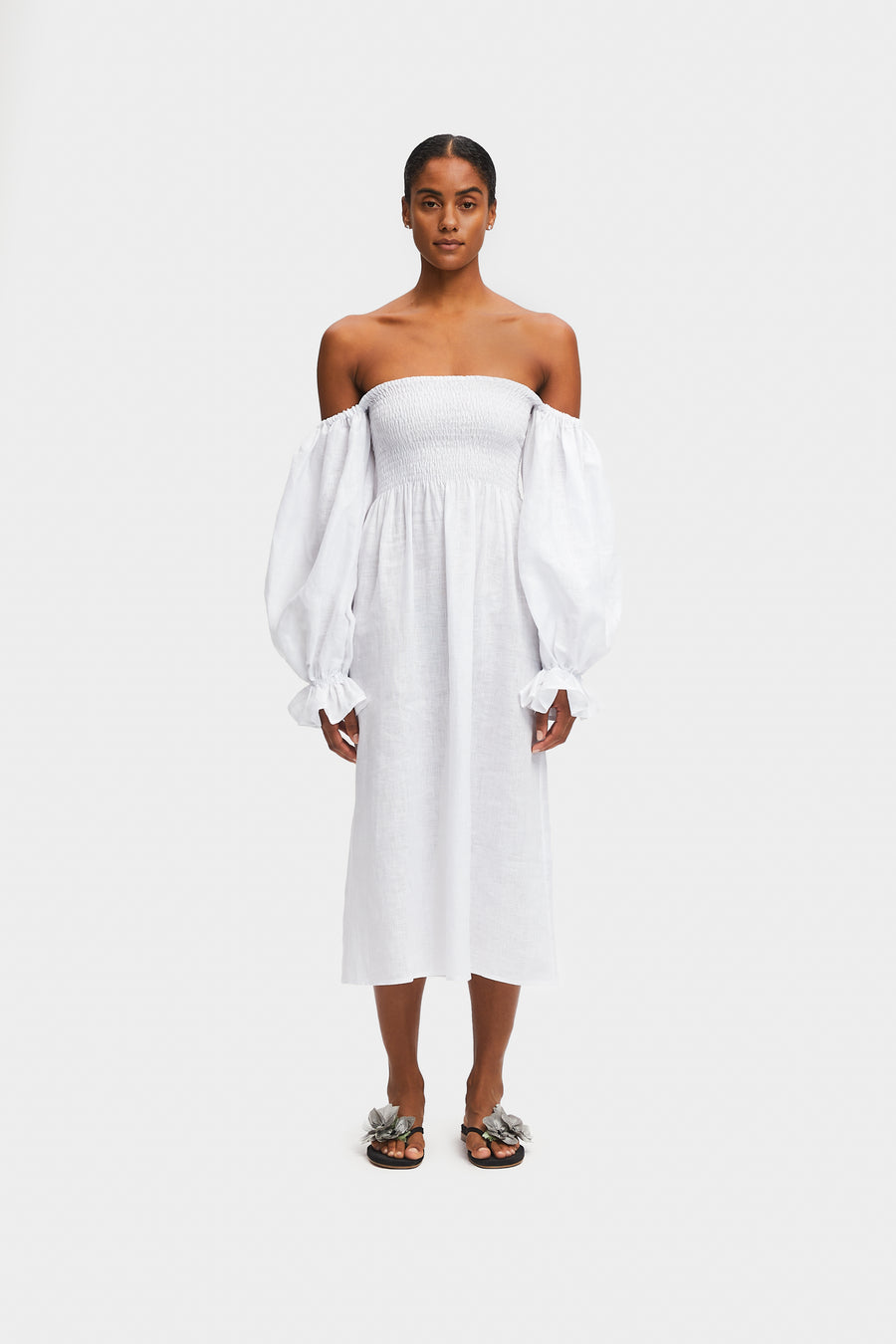 Atlanta Linen Dress in White