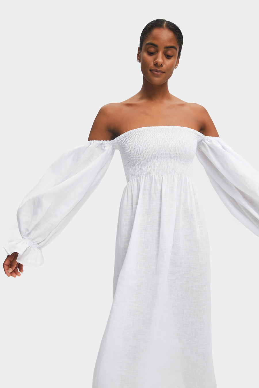 Linen white dress | White sundress by SLEEPER Sleeper Linen white dress | White sundress by SLEEPER Sleeper