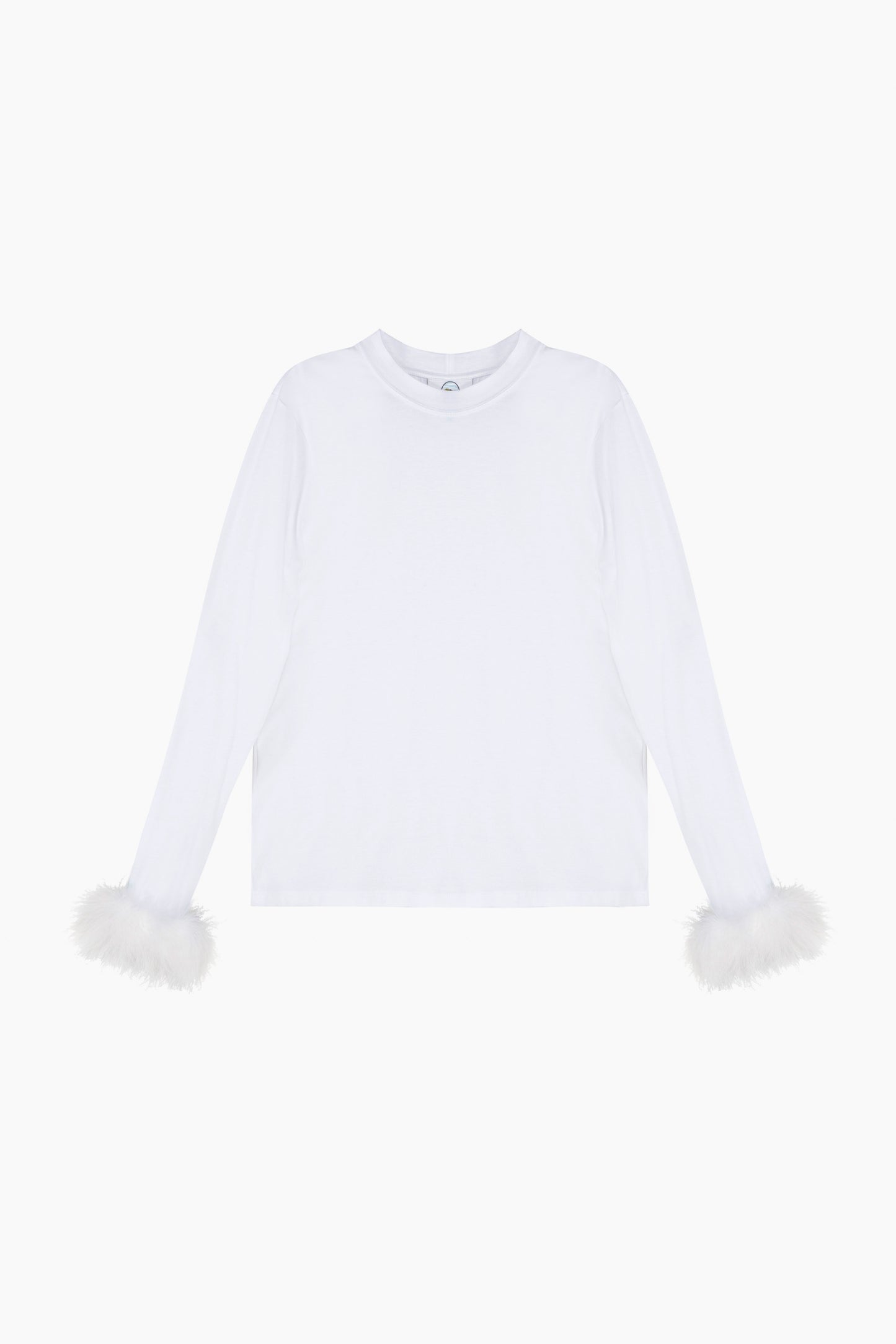 Long Sleeve Stretch-cotton Jersey T-Shirt with Detachable Feathers in White