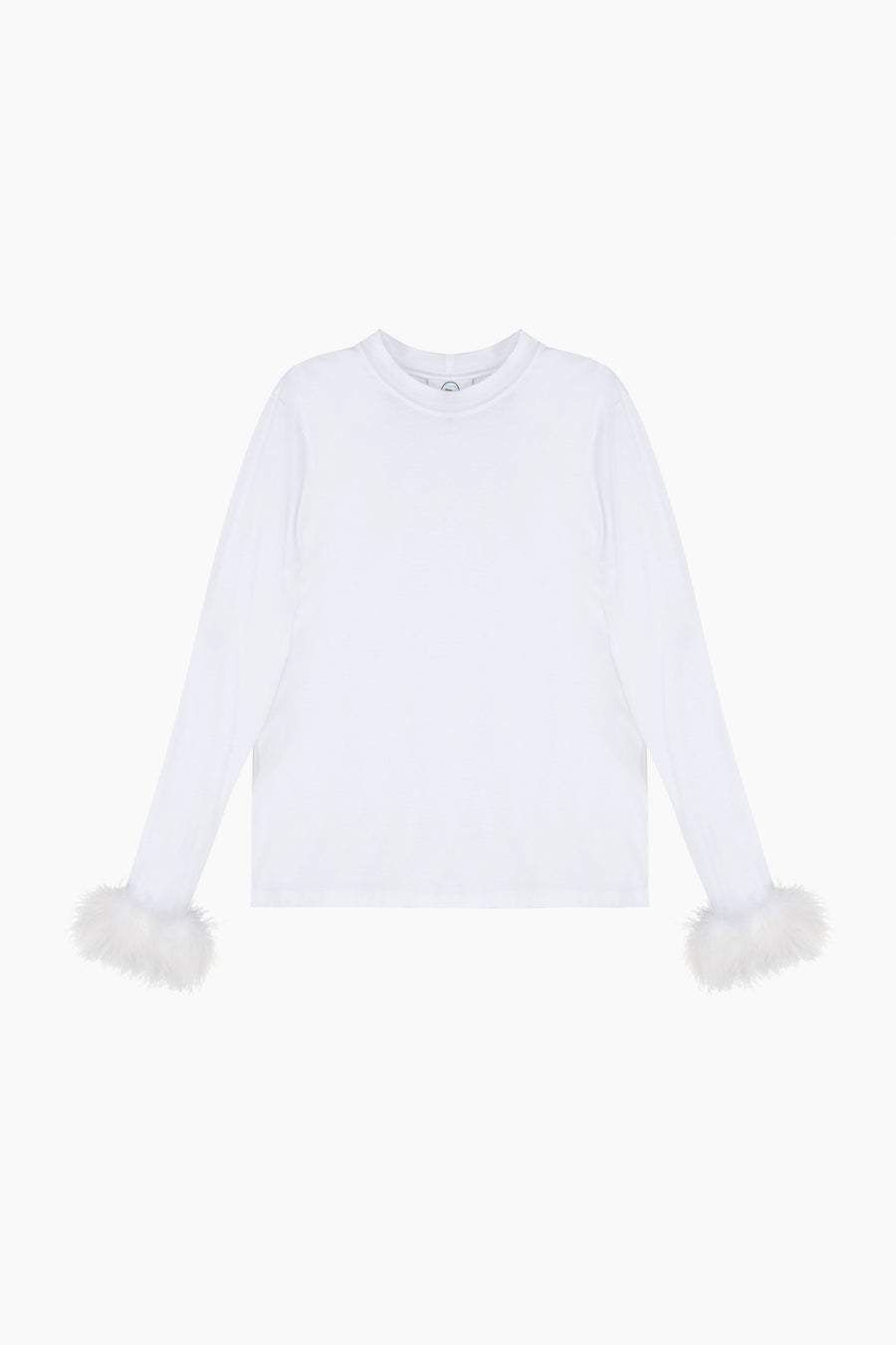 Long Sleeve Stretch-cotton Jersey T-Shirt with Detachable Feathers in White