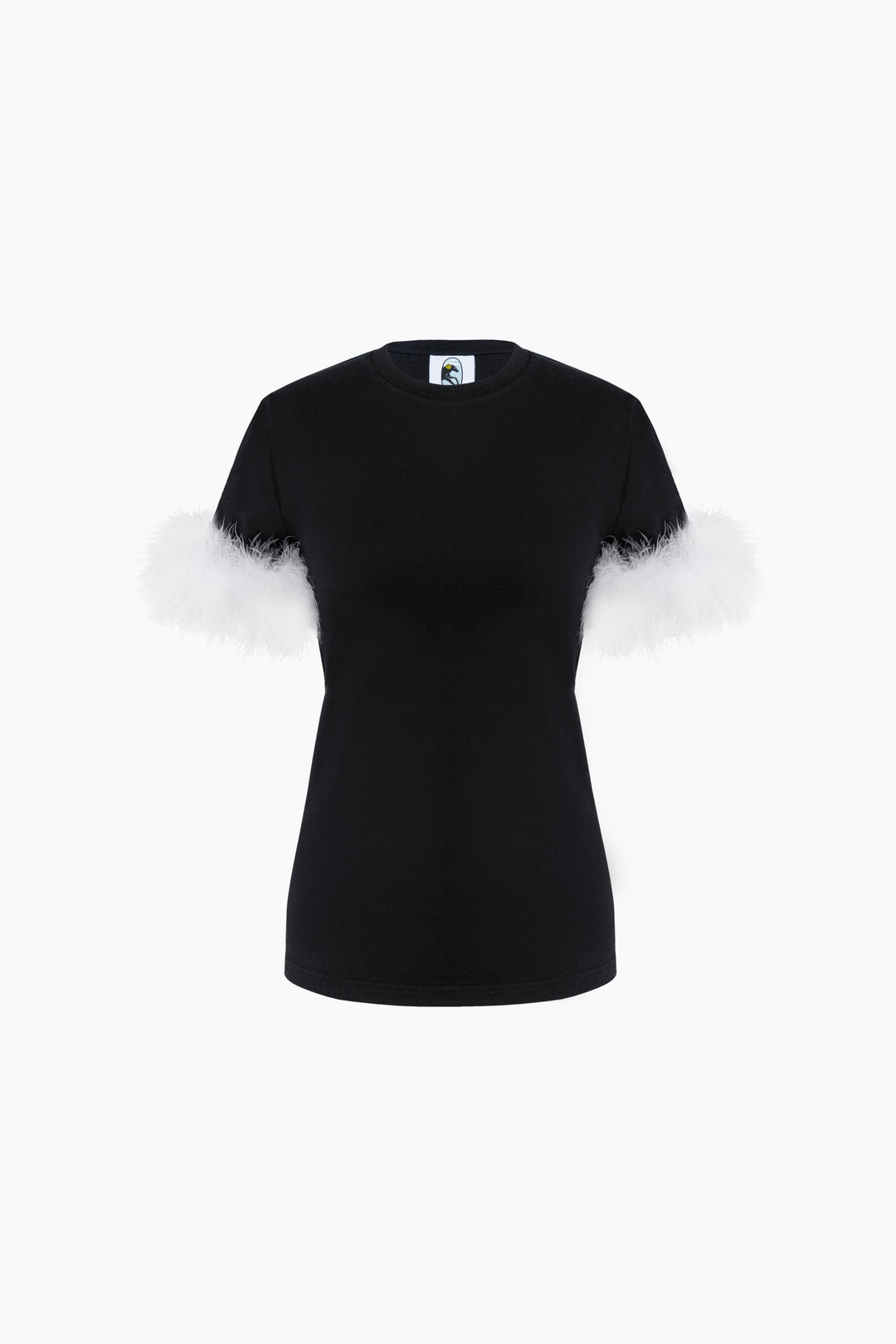 Stretch-cotton Jersey T-Shirt with Detachable Feathers in Black