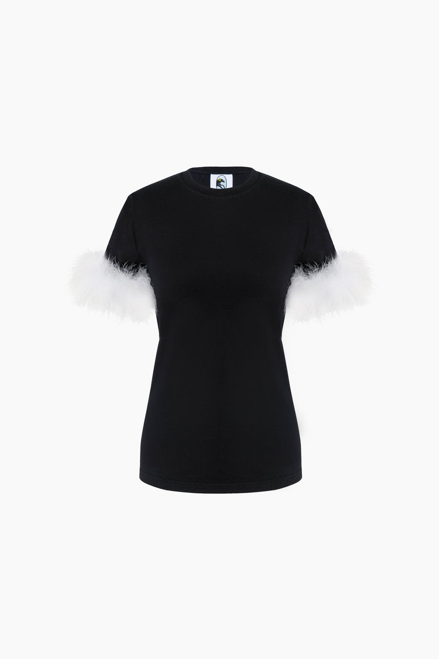 Stretch-cotton Jersey T-Shirt with Detachable Feathers in Black