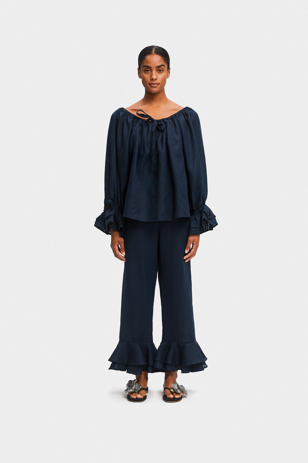 Cha-Cha Linen Lounge Set in Navy