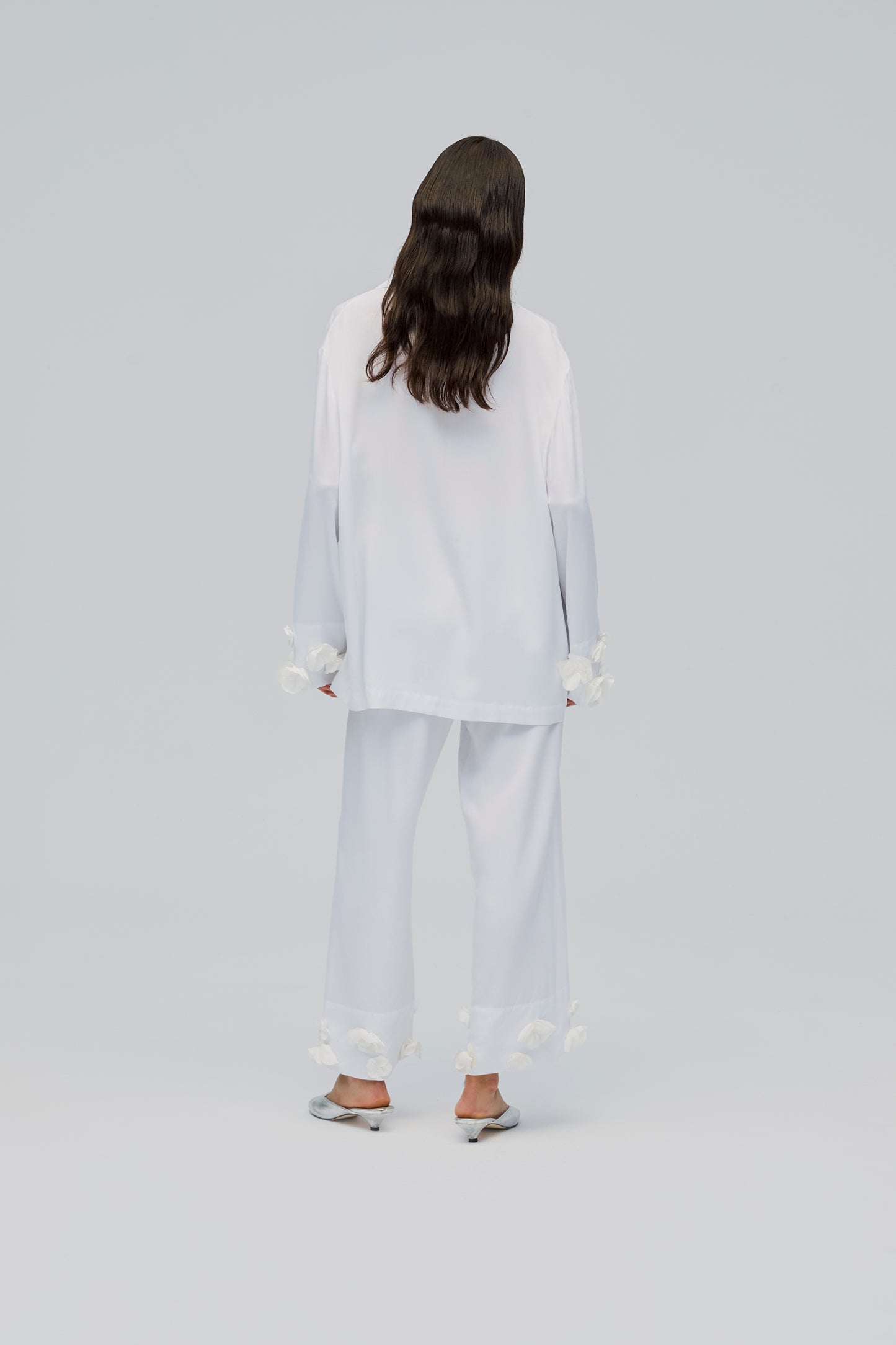 The Bloom Party Pajamas Set with Pants in White