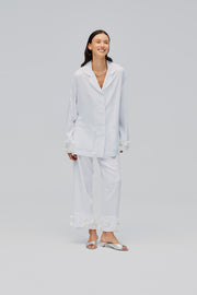 The Bloom Party Pajamas Set with Pants in White