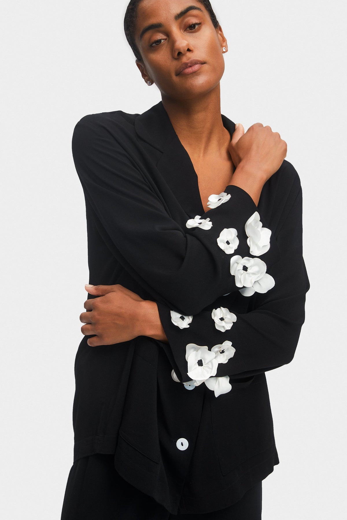The Bloom Party Pajama Set with Pants in Black