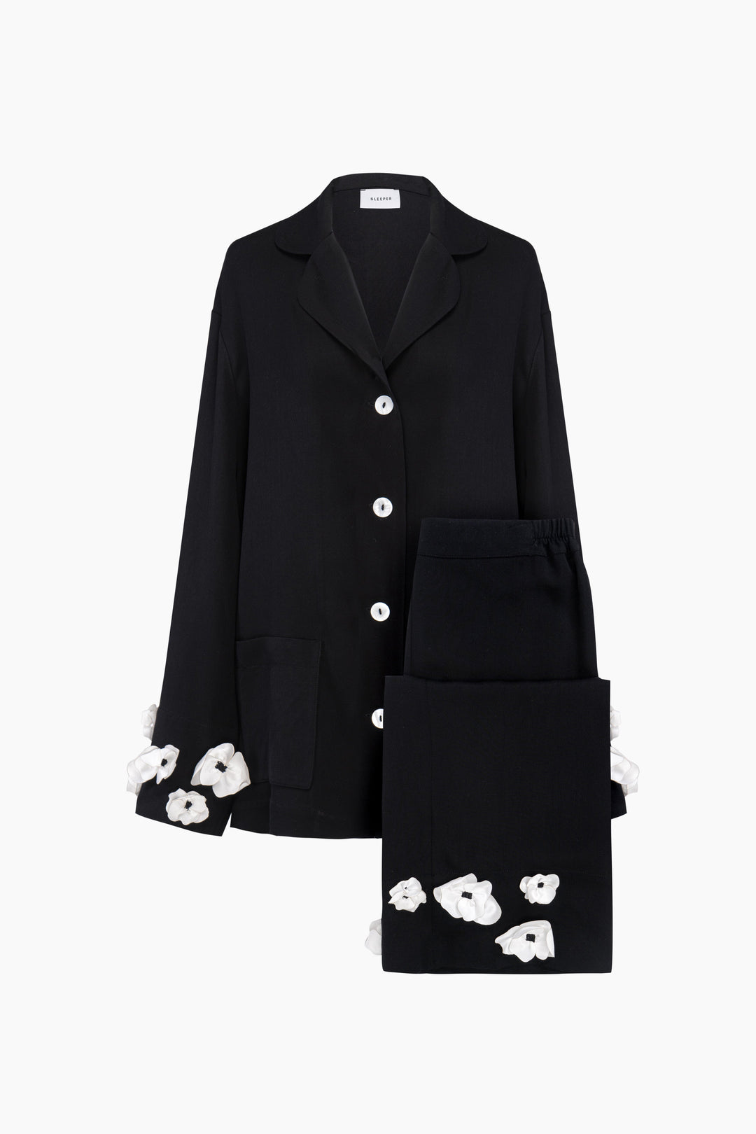 The Bloom Party Pajama Set with Pants in Black