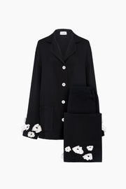 The Bloom Party Pajama Set with Pants in Black