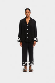 The Bloom Party Pajama Set with Pants in Black