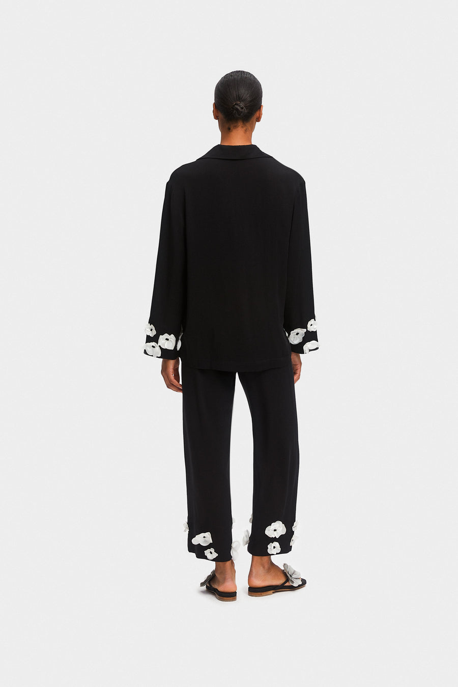 The Bloom Party Pajama Set with Pants in Black