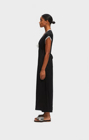 The Genus Rosa Satin Dress in Black