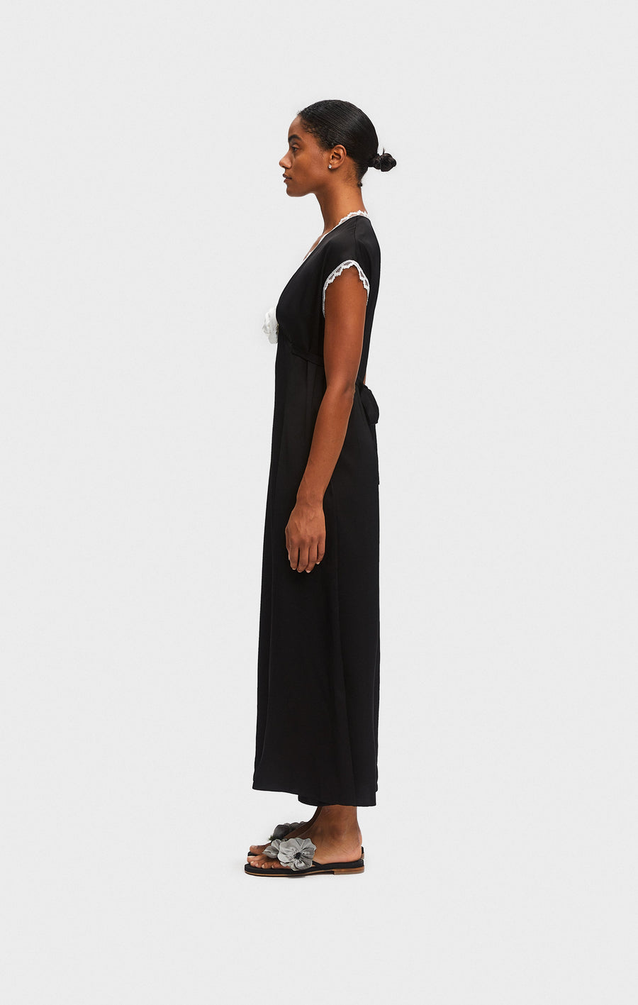 The Genus Rosa Satin Dress in Black