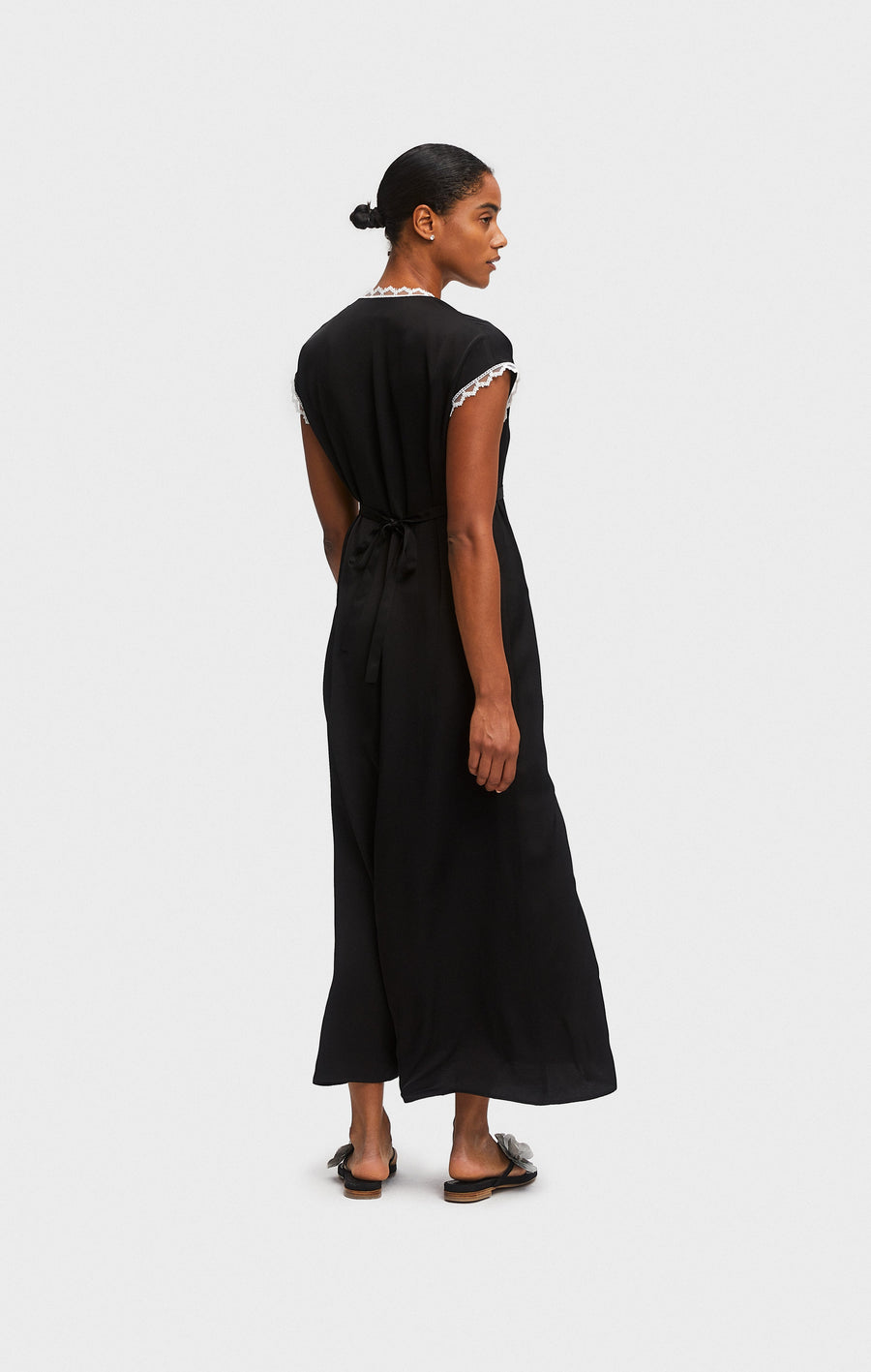 The Genus Rosa Satin Dress in Black