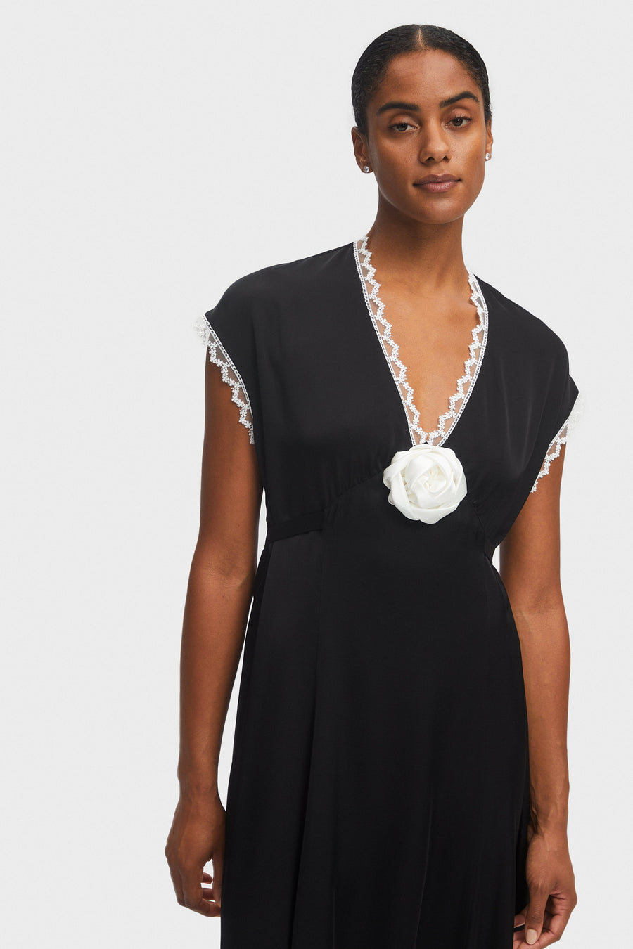 The Genus Rosa Satin Dress in Black