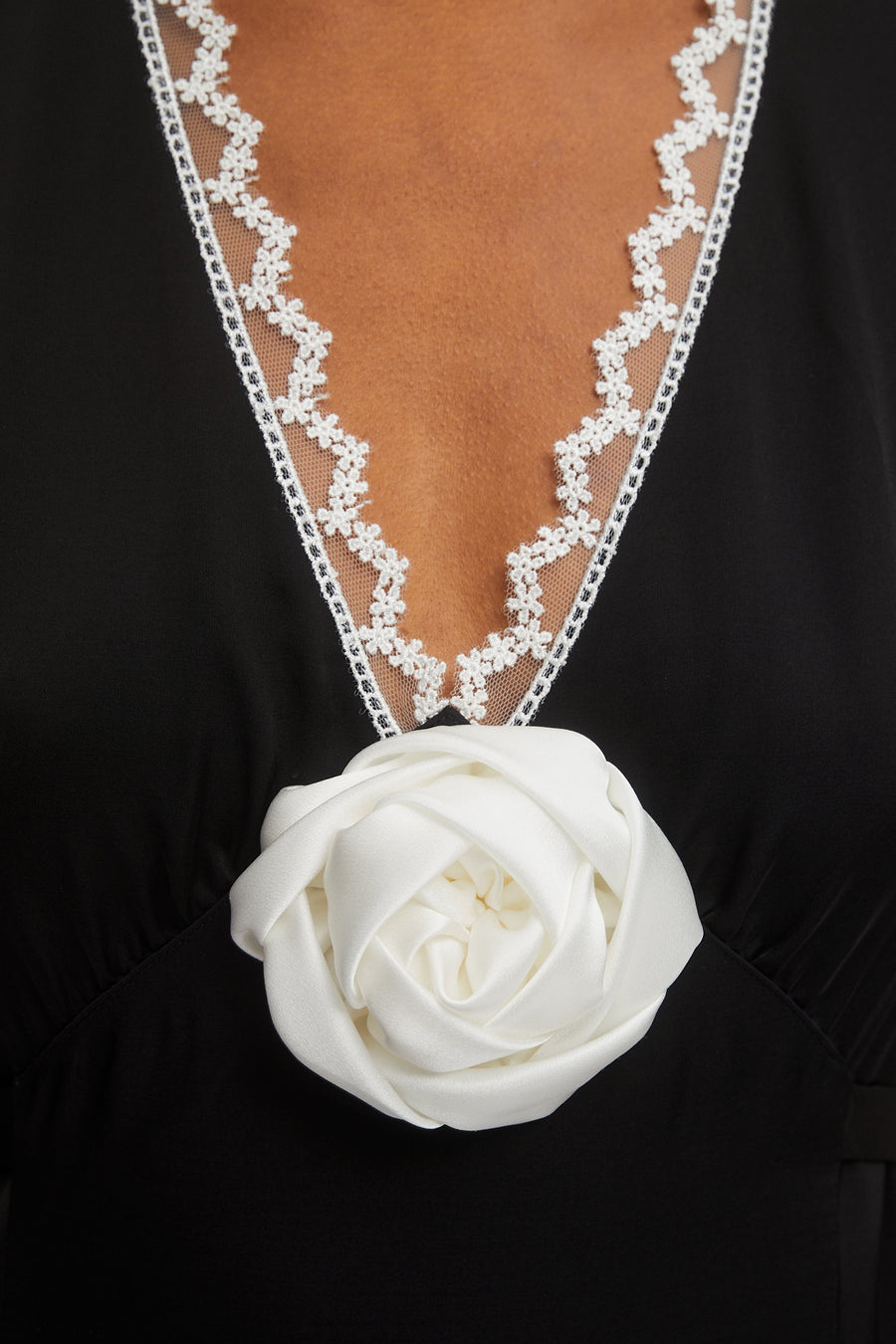 The Genus Rosa Satin Dress in Black