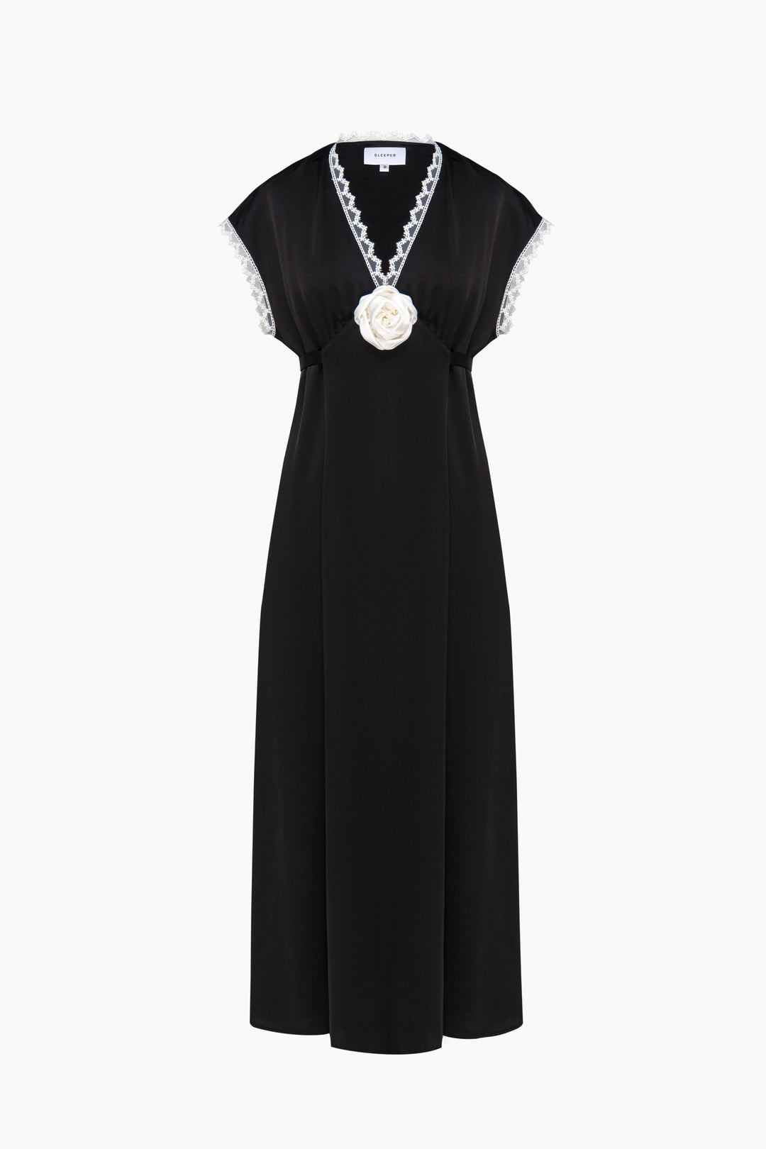 The Genus Rosa Satin Dress in Black