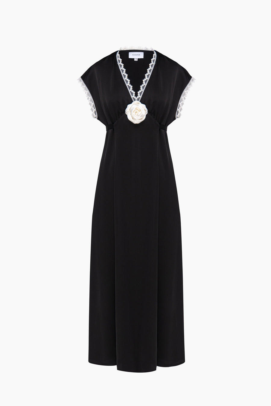 The Genus Rosa Satin Dress in Black