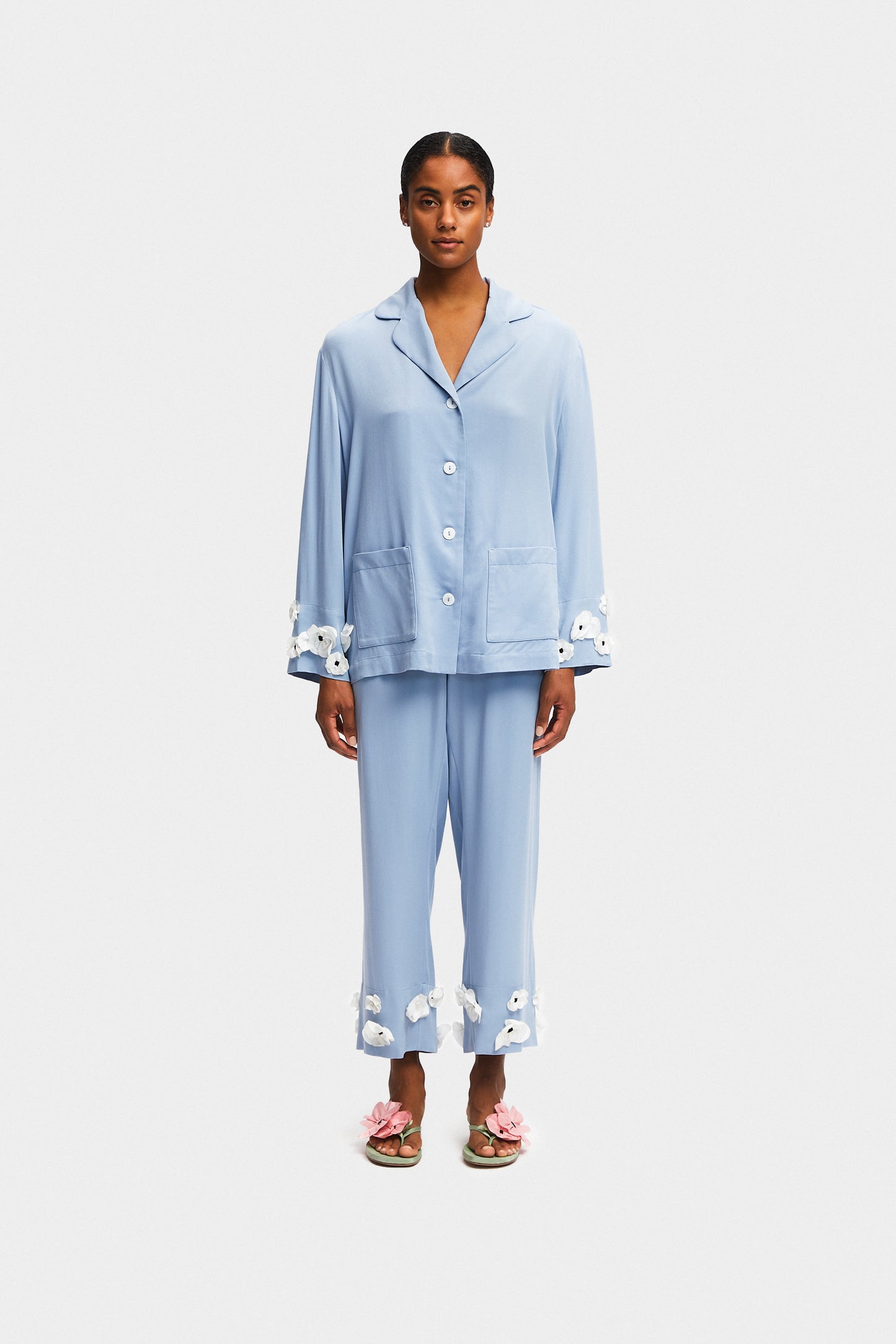 The Bloom Party Pajama Set with Pants in Black