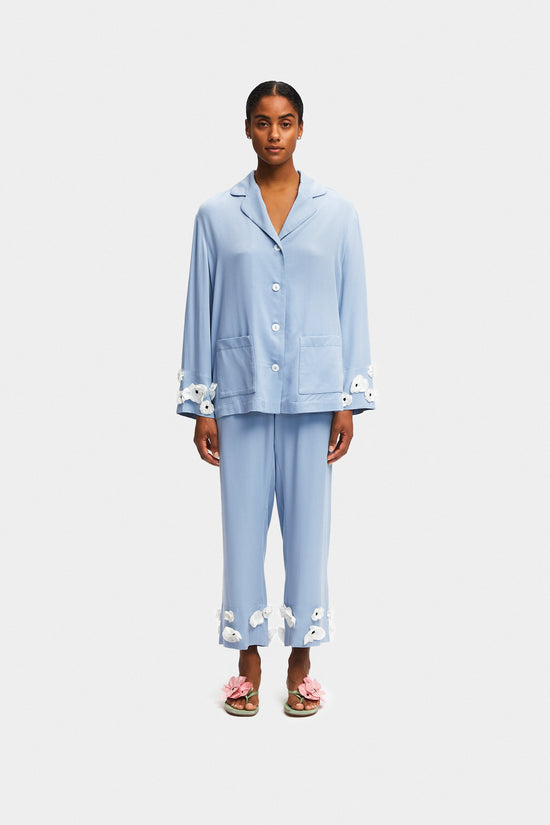 The Bloom Party Pajama Set with Pants in Blue | SLEEPER – Sleeper
