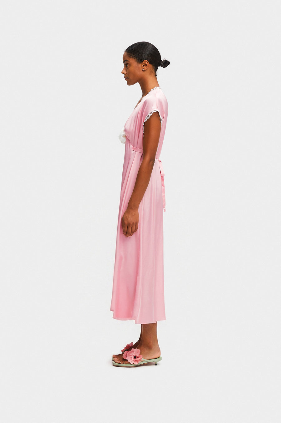 The Genus Rosa Satin Dress in Pink