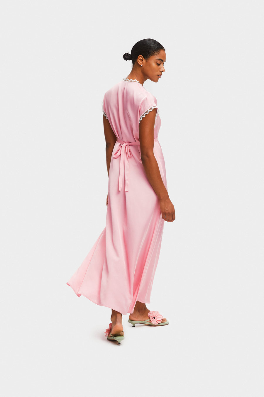 the genus rosa satin dress in pink Sleeper The Genus Rosa Maxi Dress - Pink