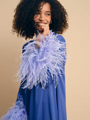 Suzi Maxi Dress with Detachable Feathers in Navy