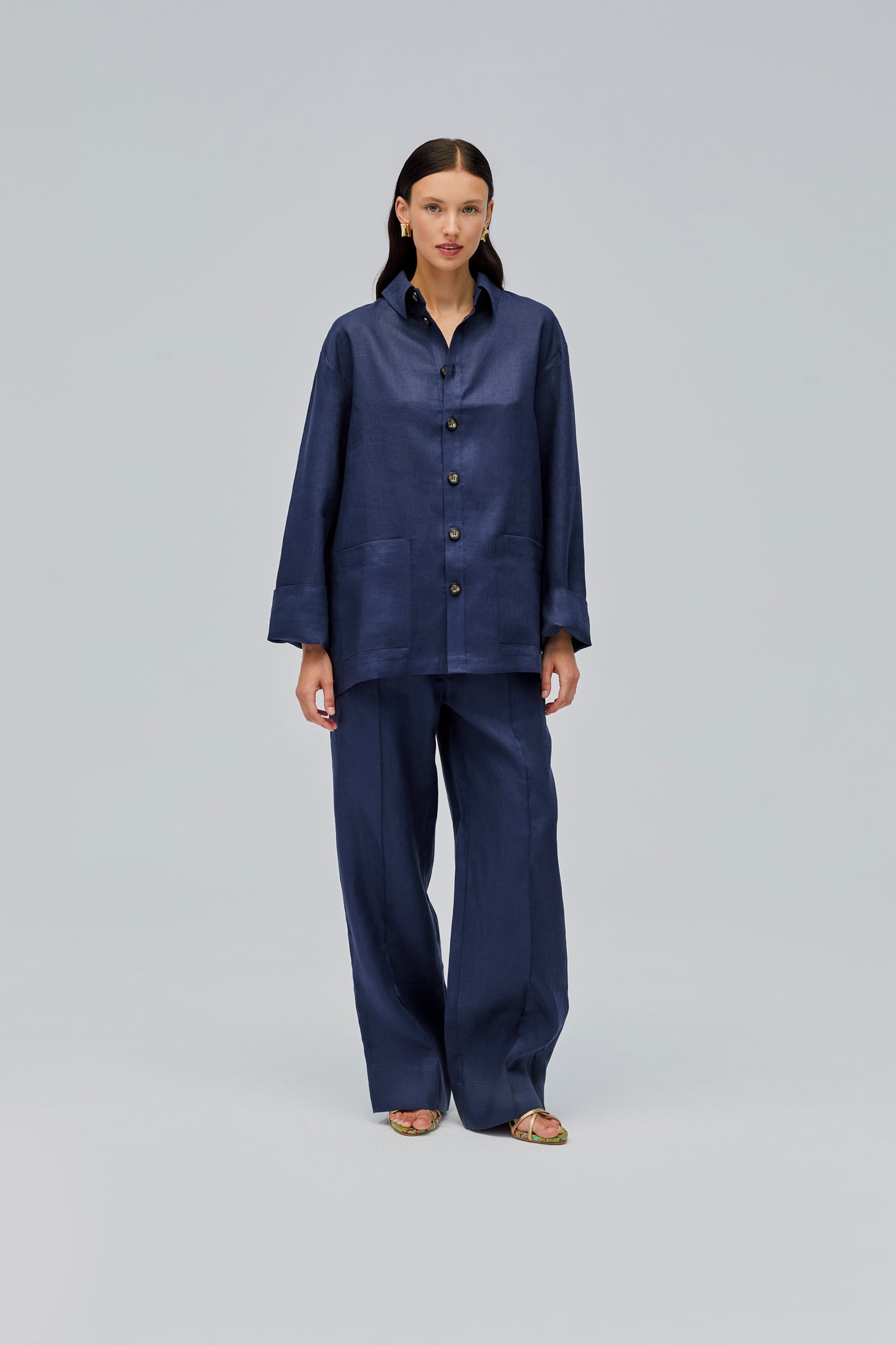 Unisex Linen Pants in Navy