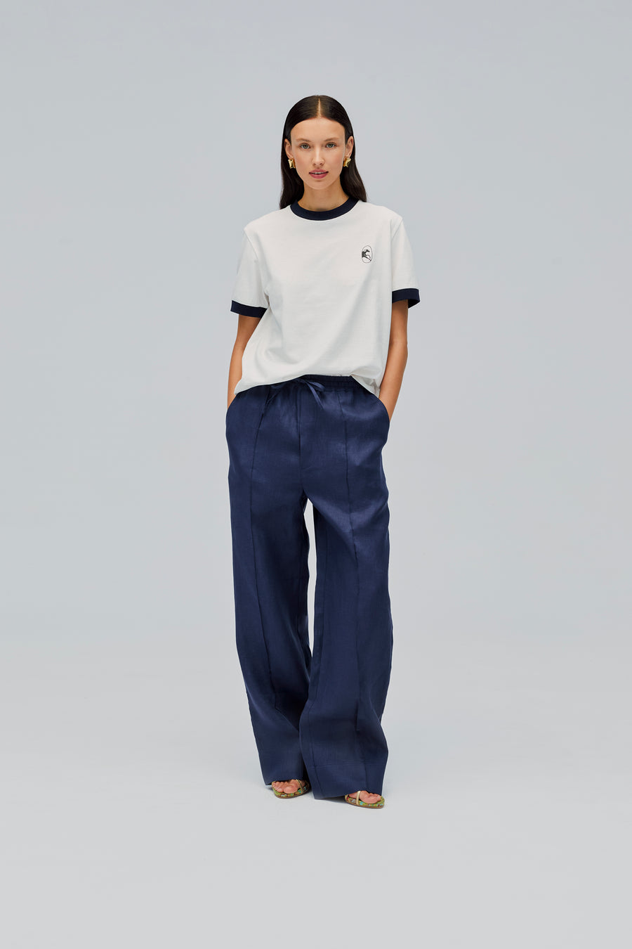 Unisex Linen Pants in Navy