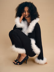 Venus in Love Pants with Detachable Feathers in Black