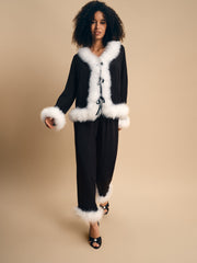 Venus in Love Blouse with Feathers in Black