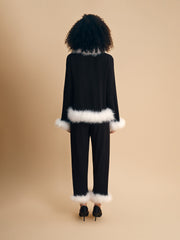 Venus in Love Blouse with Feathers in Black