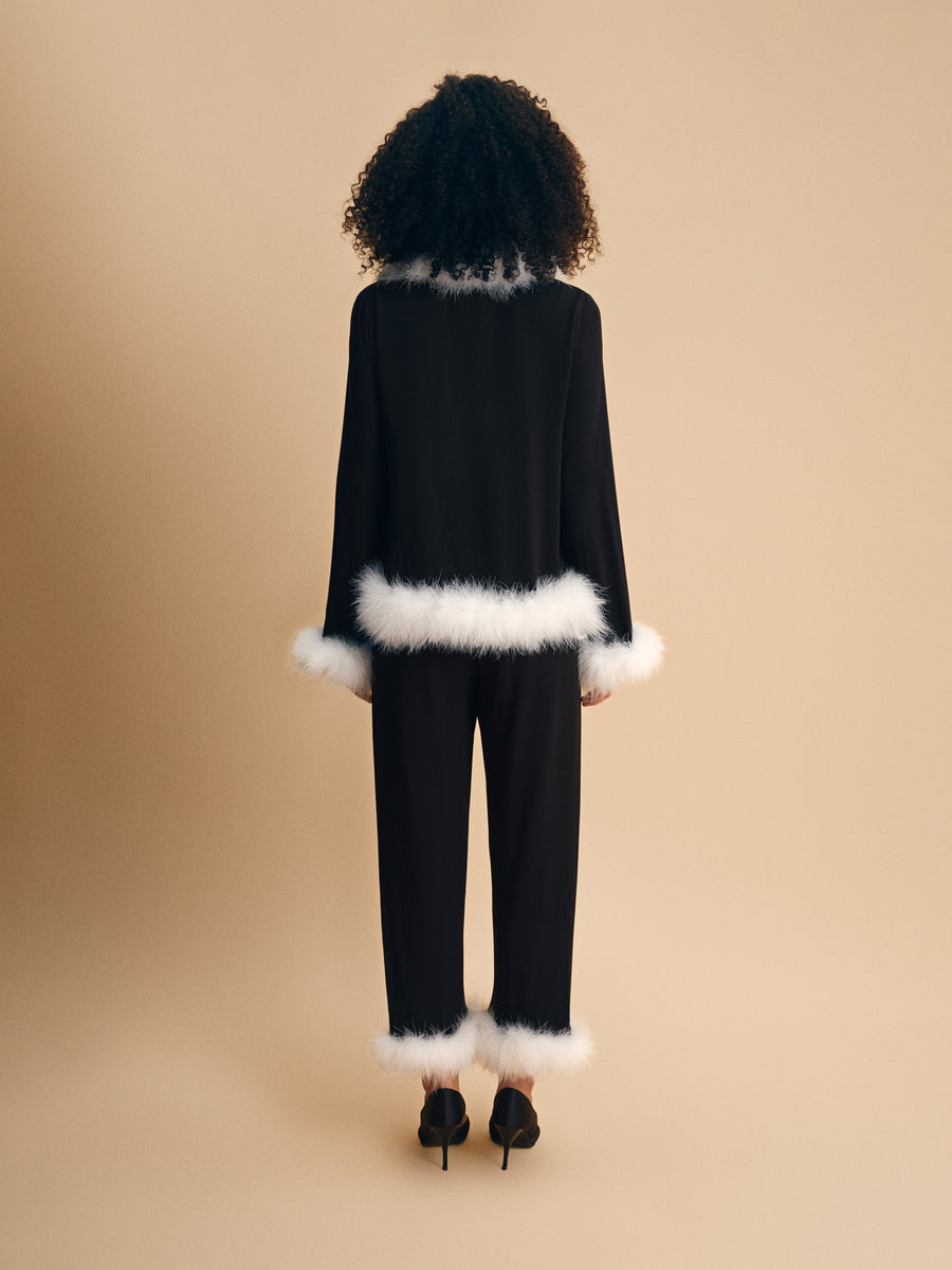 Venus in Love Blouse with Feathers in Black