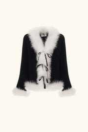 Venus in Love Blouse with Feathers in Black