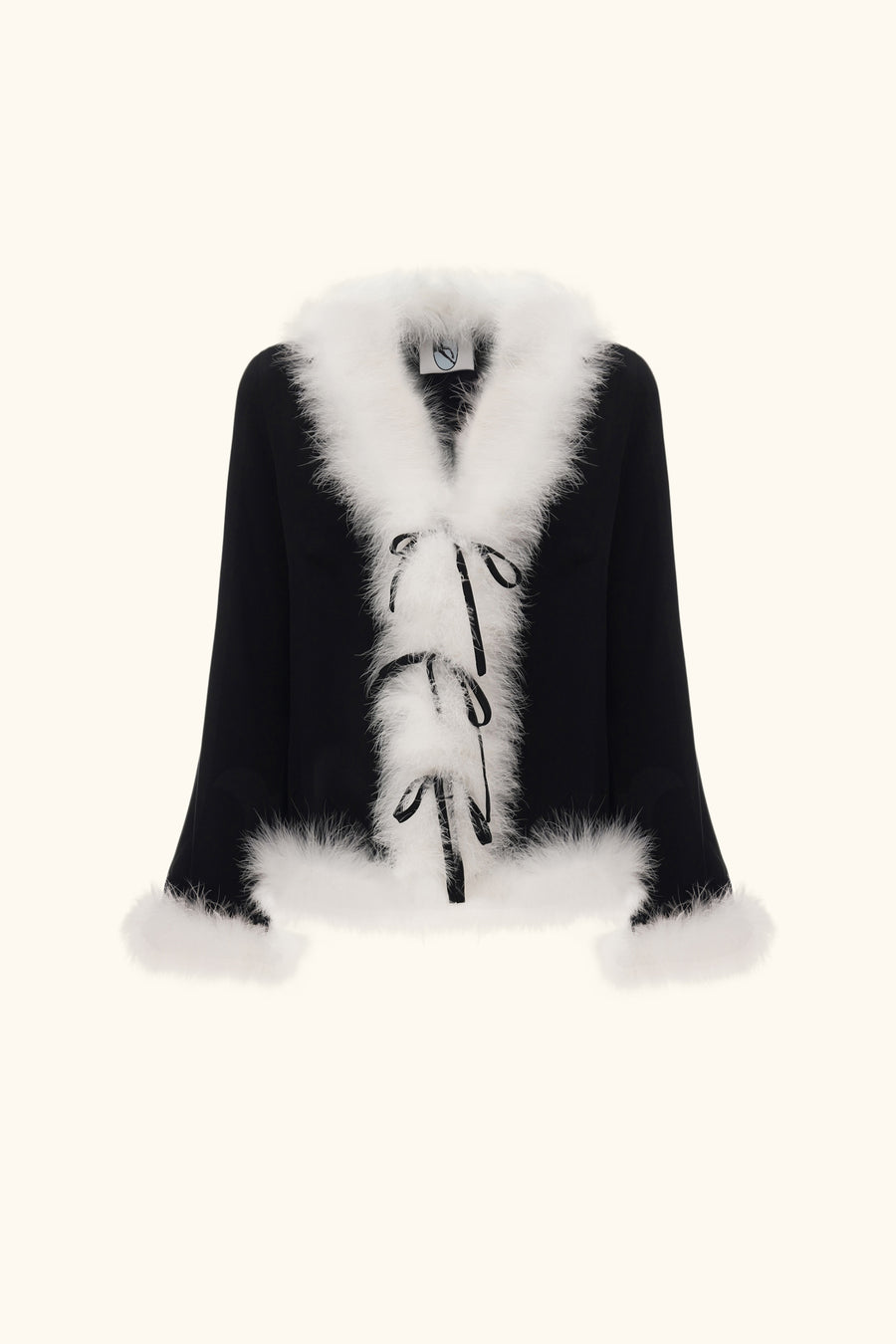 Venus in Love Blouse with Feathers in Black