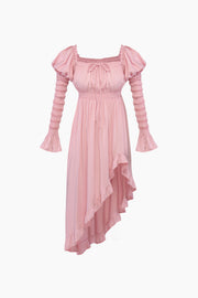 Juliette Shirred Asymmetric Dress in Pink