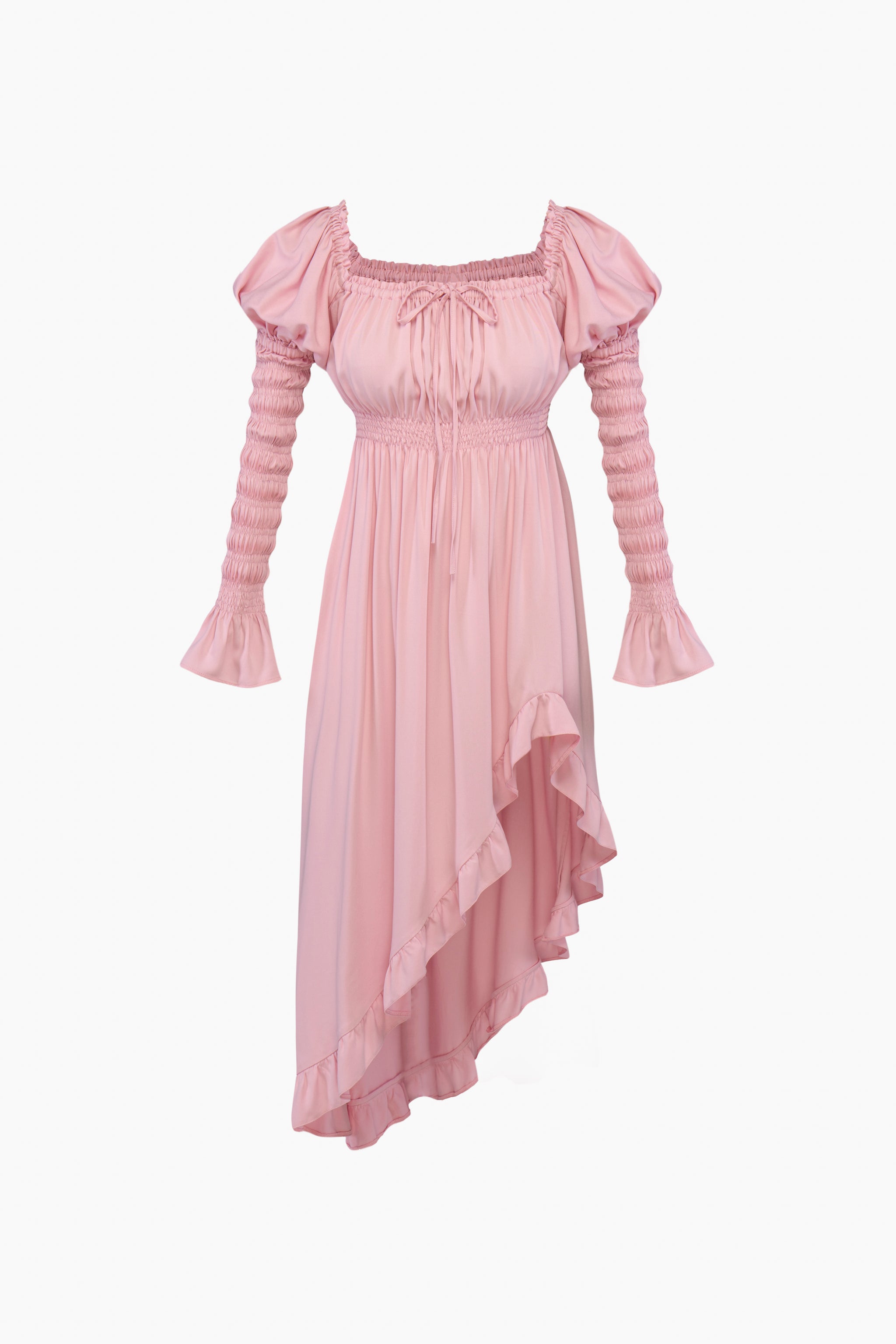 Juliette Shirred Asymmetric Dress in Pink