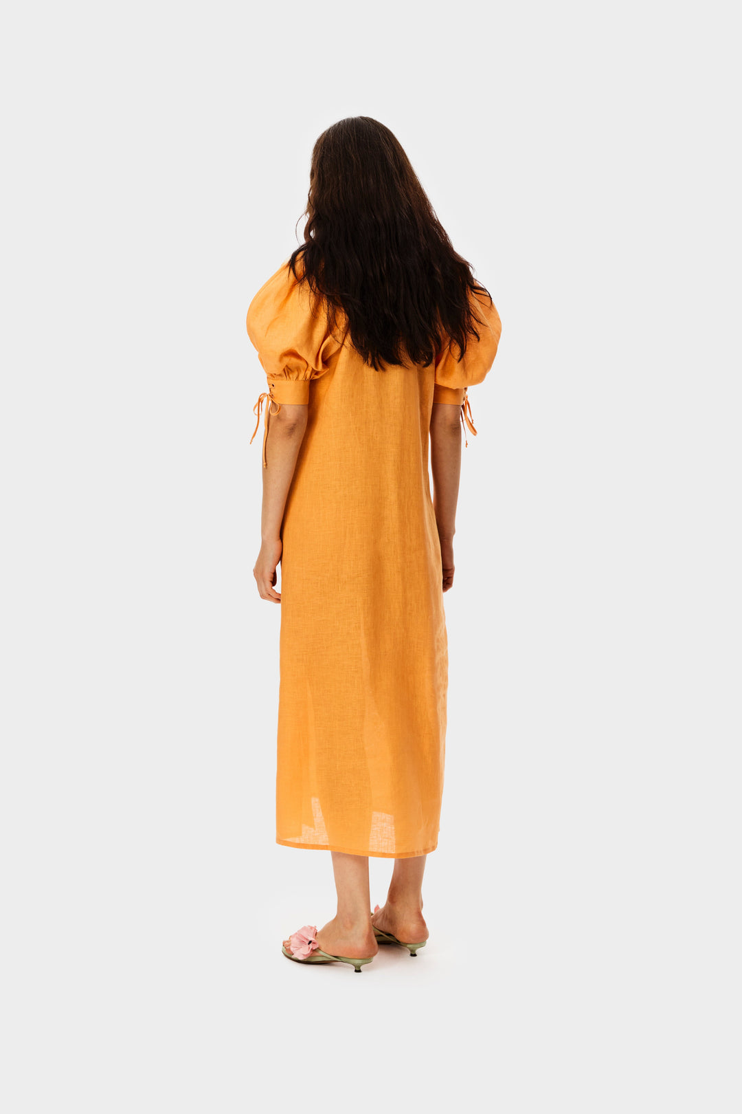 Garden Linen Dress in Coral