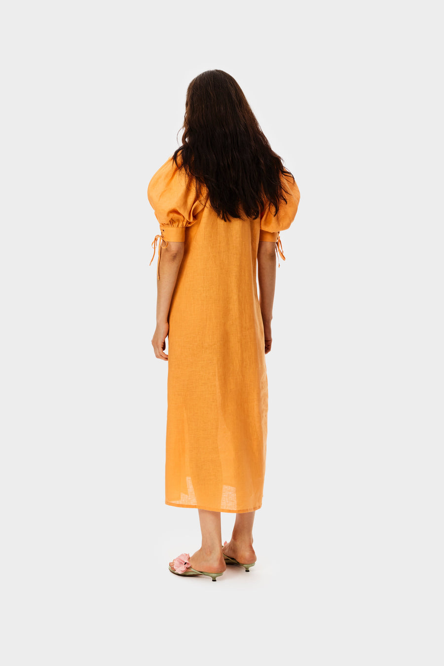Garden Linen Dress in Coral