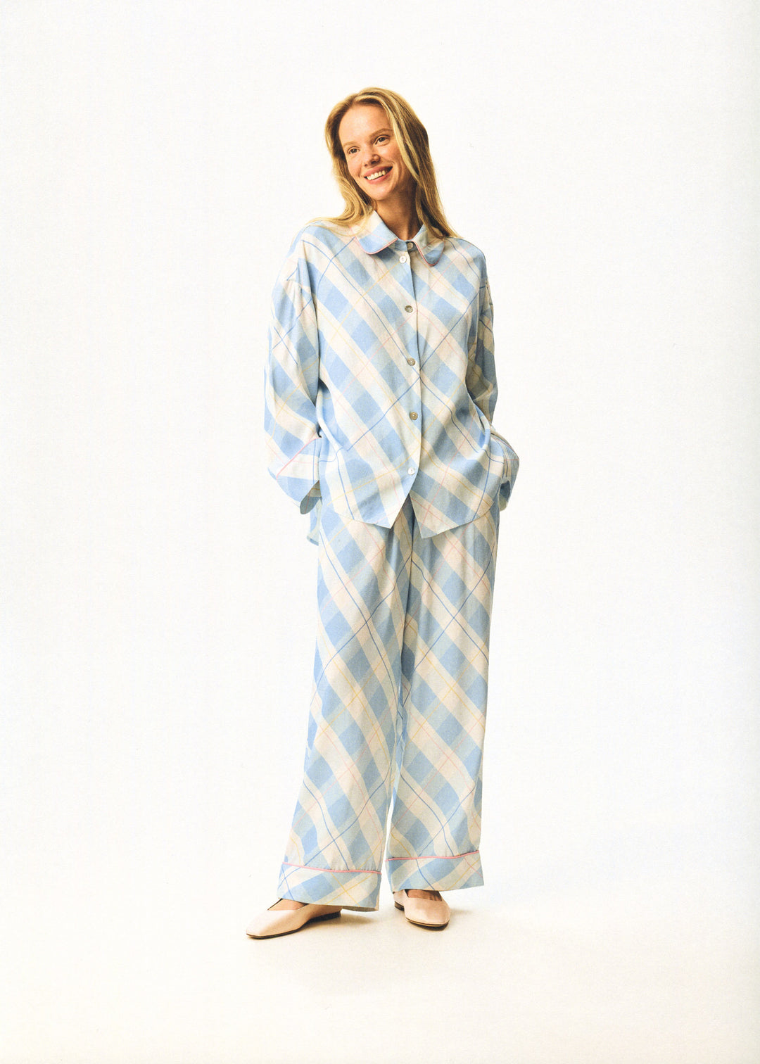 Pastelle Oversized Pants in Blue Plaid