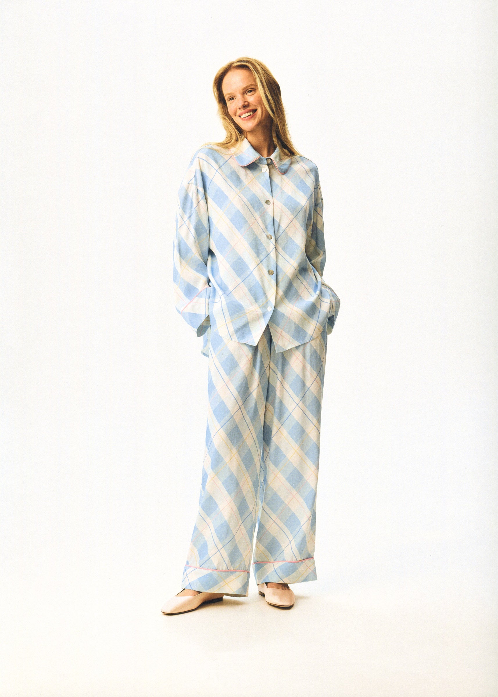 Pastelle Oversized Pants in Blue Plaid