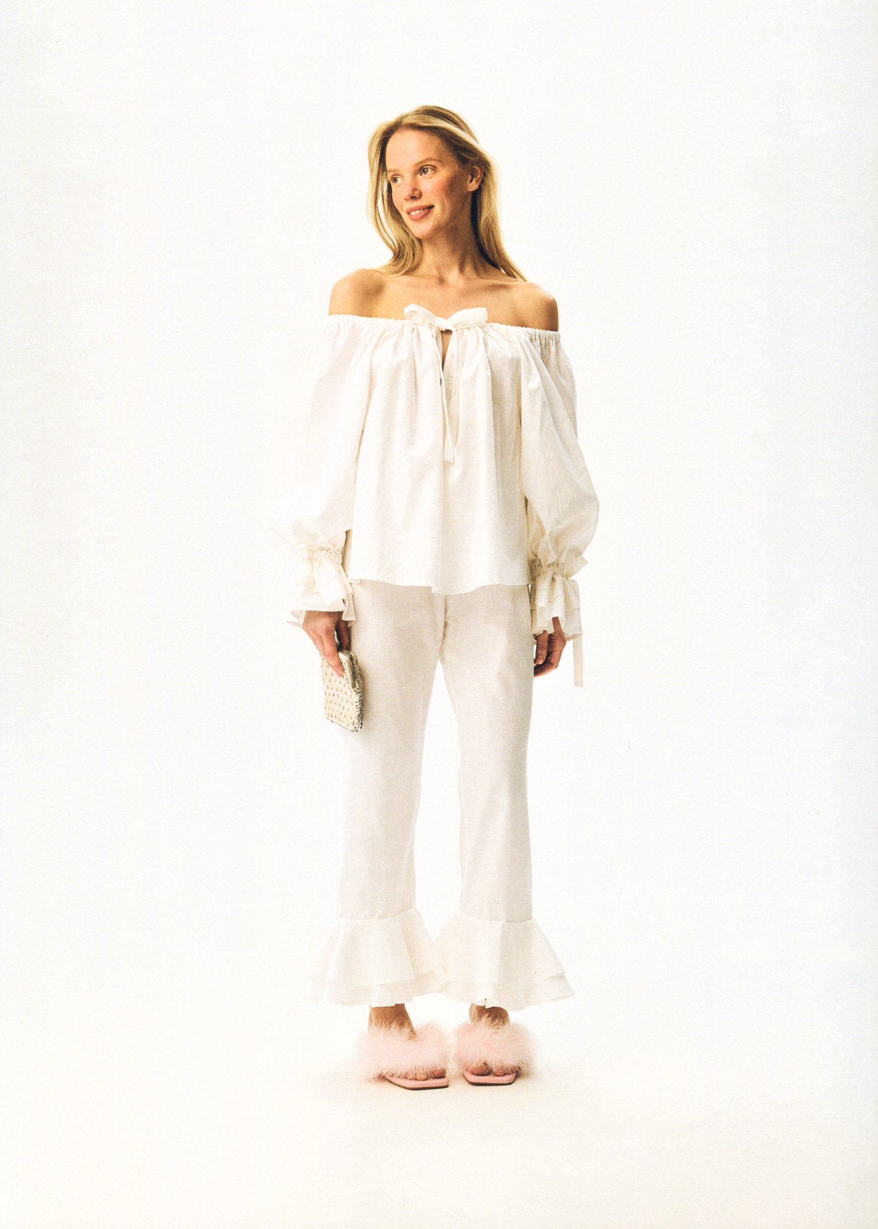 Cha-Cha Lounge Blouse in White