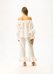 Cha-Cha Lounge Blouse in White